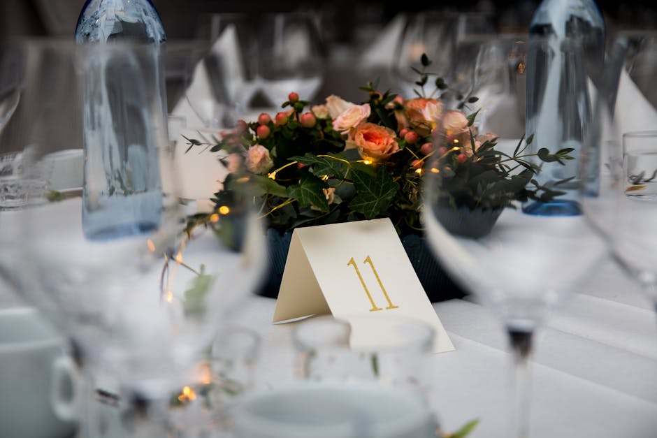 Elegant table setting with number 11 card representing event retail services
